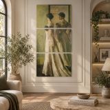 Woman in a White Dress canvas wall art displayed in an interior