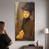 Young Woman in a Brown Hat canvas wall art mockup 02