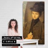 Young Woman in a Brown Hat canvas wall art mockup 03