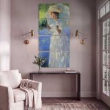 Lady in White by the Water canvas print shown in a styled interior