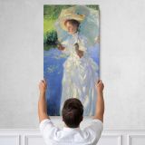 Lady in White by the Water Canvas Wall Art Print