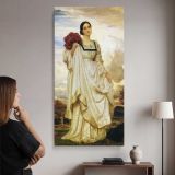 Woman in White in a Mountain Landscape by Frederic Leighton canvas wall art mockup 02