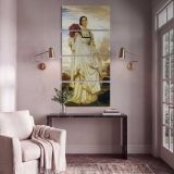 Woman in White in a Mountain Landscape by Frederic Leighton canvas print shown in a styled interior