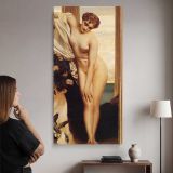 Classical Female Nude by Frederic Leighton canvas wall art mockup 02