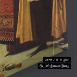 Cimabues Celebrated Madonna Procession by Frederic Leighton close up showing gallery canvas texture and depth
