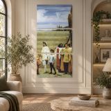 Cimabues Celebrated Madonna Procession by Frederic Leighton canvas wall art displayed in an interior
