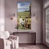 Cimabues Celebrated Madonna Procession by Frederic Leighton canvas print shown in a styled interior