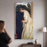 Woman in a White Dress by a Garden Wall by Frederic Leighton canvas wall art mockup 02