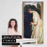 Woman in a White Dress by a Garden Wall by Frederic Leighton canvas wall art mockup 03