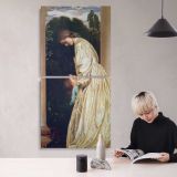 Woman in a White Dress by a Garden Wall by Frederic Leighton canvas wall art mockup 04