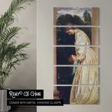 Woman in a White Dress by a Garden Wall by Frederic Leighton canvas wall art in a contemporary room