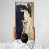 Woman in a White Dress by a Garden Wall by Frederic Leighton Canvas Wall Art Print