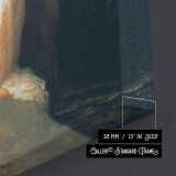 Classical Figures at a Fountain by Frederic Leighton close up showing gallery canvas texture and depth