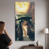 Classical Figures at a Fountain by Frederic Leighton canvas wall art mockup 02