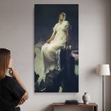 Seated Woman in White by Frederic Leighton canvas wall art mockup 02