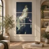 Seated Woman in White by Frederic Leighton canvas wall art displayed in an interior