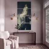 Seated Woman in White by Frederic Leighton canvas print shown in a styled interior