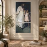 Mother and Child in White canvas wall art displayed in an interior