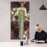 Woman in Green Among Pink Roses by Daniel Gerhartz canvas wall art mockup 04