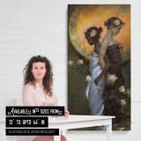 Woman in a Silver Evening Dress by Daniel Gerhartz canvas wall art mockup 03