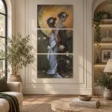 Woman in a Silver Evening Dress by Daniel Gerhartz canvas wall art displayed in an interior