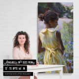 Woman in a Yellow Dress by a Garden Pond by Daniel Gerhartz canvas wall art mockup 03