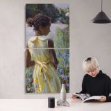 Woman in a Yellow Dress by a Garden Pond by Daniel Gerhartz canvas wall art mockup 04