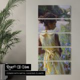 Woman in a Yellow Dress by a Garden Pond by Daniel Gerhartz canvas wall art in a contemporary room