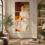 Portrait of a Lady with a Green Satin Sash by Franz Leo Ruben canvas wall art displayed in an interior
