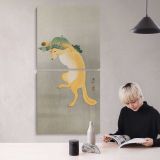 Dancing Fox with Lotus Leaf Hat 1910 by Ohara Koson canvas wall art mockup 04
