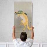 Dancing Fox with Lotus Leaf Hat 1910 by Ohara Koson Canvas Wall Art Print