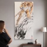 Fierce Tiger Double Width Right Kakejiku 2016 by Zhang Yun canvas wall art mockup 02