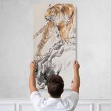 Fierce Tiger Double Width Right Kakejiku 2016 by Zhang Yun Canvas Wall Art Print