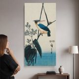 Kingfisher and Water Plantain by Utagawa Hiroshige canvas wall art mockup 02