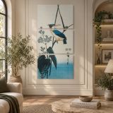 Kingfisher and Water Plantain by Utagawa Hiroshige canvas wall art displayed in an interior