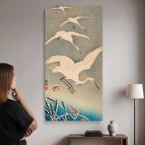 Egrets Descending in Snow by Ohara Koson canvas wall art mockup 02