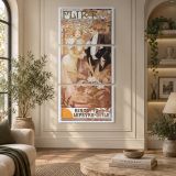 Flirt 1895 1900 by Alphonse Mucha canvas wall art displayed in an interior