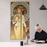 Art Nouveau Woman with Flowers by Alphonse Mucha canvas wall art mockup 04