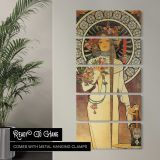 Art Nouveau Woman with Flowers by Alphonse Mucha canvas wall art in a contemporary room