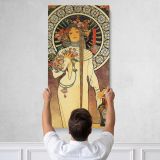 Art Nouveau Woman with Flowers by Alphonse Mucha Canvas Wall Art Print