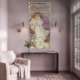 La Dame Aux Camelias 1896 by Alphonse Mucha canvas print shown in a styled interior