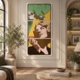 La Femme au Perroquet 1898 by Angelo Jank canvas wall art displayed in an interior
