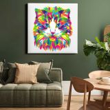 Colorful abstract cat, animal hand drawn — room mockup view 15