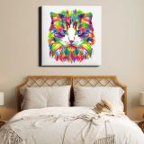 Colorful abstract cat, animal hand drawn — room mockup view 17