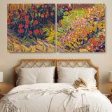 Colourful Flower Garden Art Remix — single-panel canvas in a bedroom