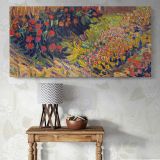 Colourful Flower Garden Art Remix — single-panel canvas above a console table