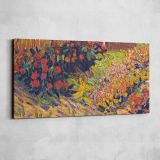 Colourful Flower Garden Art Remix — single-panel canvas shown on a pale studio wall