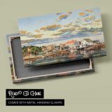Colourful Harbour Town - canvas rear frame and hanging hardware