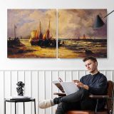 Coming Ashore by Abraham Hulk Sr. — two-panel canvas arrangement in a room