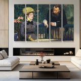 Conversation at a Cafe by Edouard Manet - multi-panel canvas displayed in a modern living room